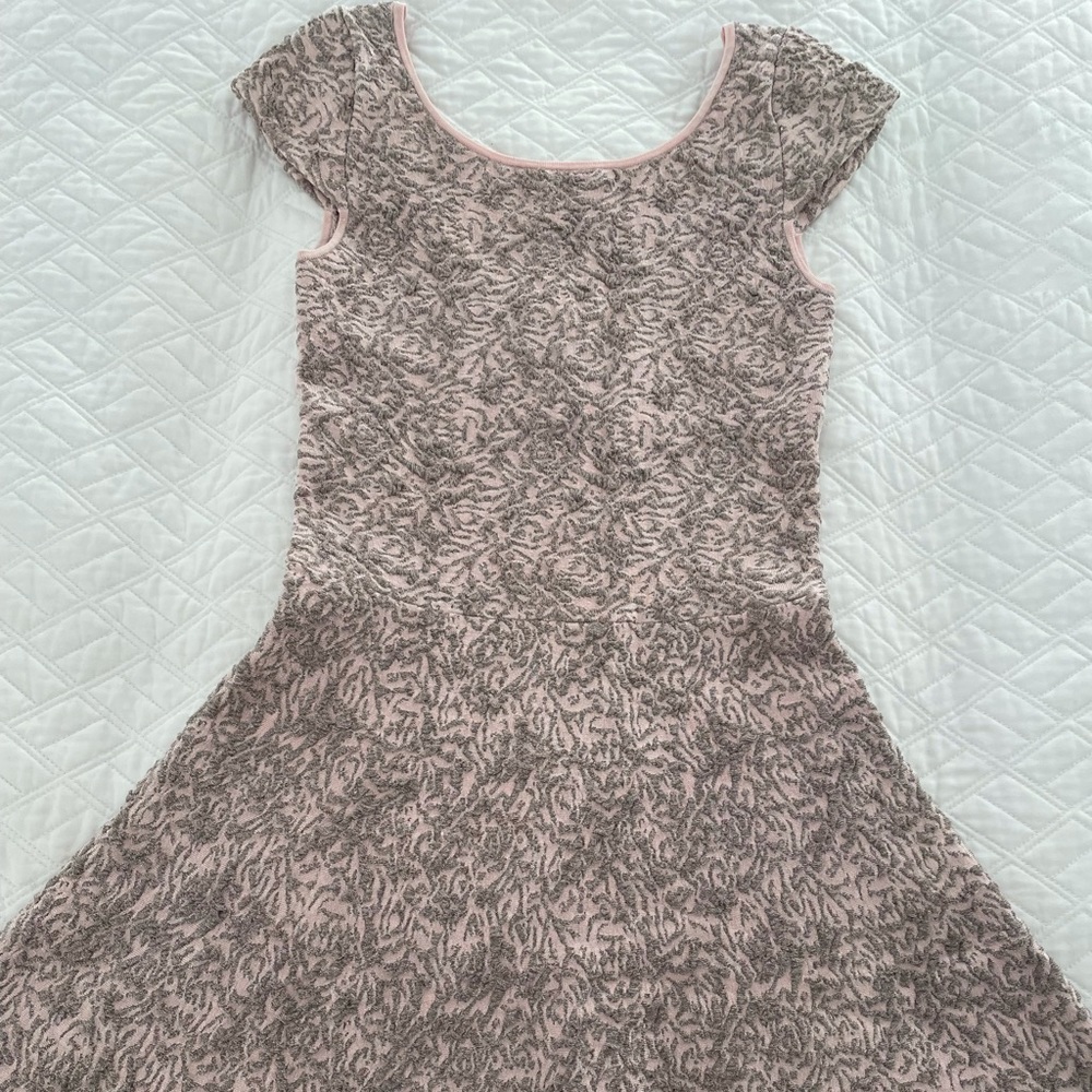 Maje - Pink and Silver Jacquard Knit Dress - size 2 - small/med 4/6